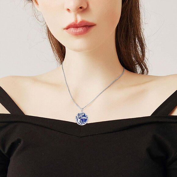 Sterling Silver Dragonfly Necklace with Lapis Lazuli, 18+2in Chain, Gift Box - Picture 3 of 7